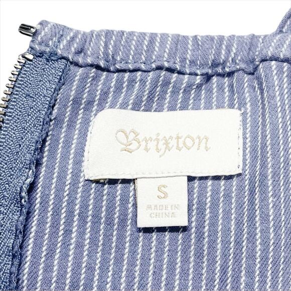 BRIXTON Beatrice Fitted Wide-Leg Jumpsuit in Blue & White Stripes Size S - Picture 8 of 10